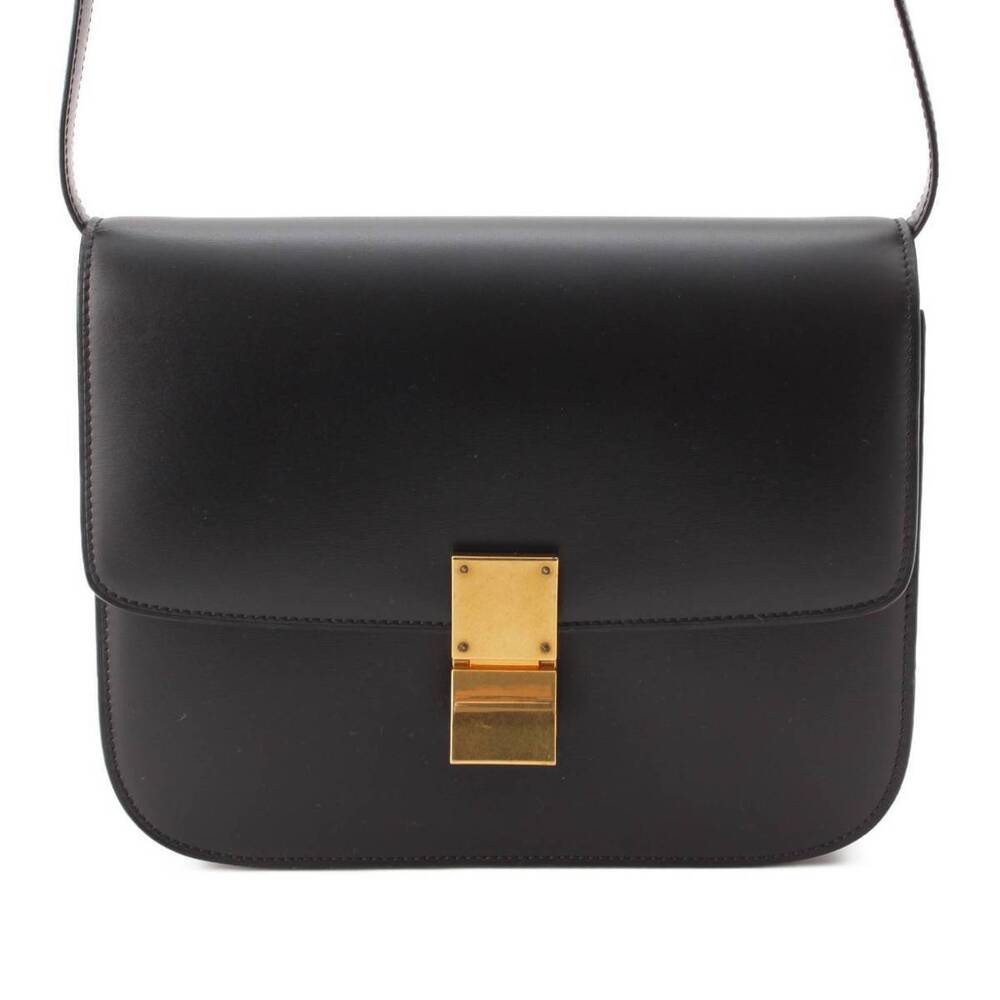 Celine Box Shoulder bag black calfskin leather